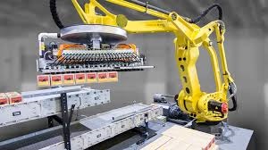 a part handling robot transferring products to a conveyor