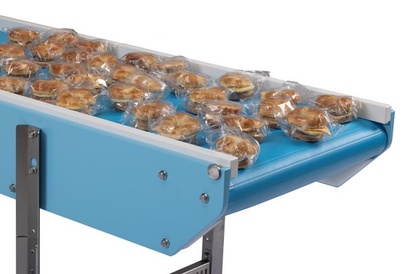 Breakfast sandwiches being conveyed on an S Series Sanitary Conveyor